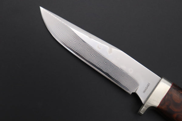 Fumio Inagaki FI-665 ZDP-189 Damascus Drop Point Hunter, 4.3" Hitachi ZDP-189 Premium Powdered Damacus steel Blade (Desert Ironwood Handle) - japaneseknifedirect.mom