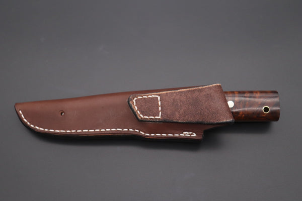 Fumio Inagaki FI-665 ZDP-189 Damascus Drop Point Hunter, 4.3" Hitachi ZDP-189 Premium Powdered Damacus steel Blade (Desert Ironwood Handle) - japaneseknifedirect.mom