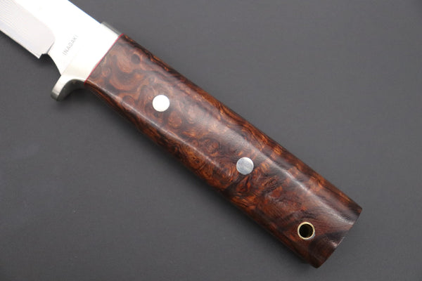 Fumio Inagaki FI-665 ZDP-189 Damascus Drop Point Hunter, 4.3" Hitachi ZDP-189 Premium Powdered Damacus steel Blade (Desert Ironwood Handle) - japaneseknifedirect.mom