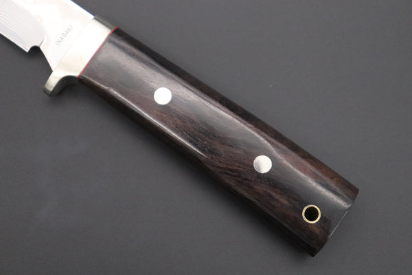 Fumio Inagaki FI-670 ZDP-189 Damascus Drop Point Hunter, 4.3" Hitachi ZDP-189 Premium Powdered Damacus steel Blade (Black Ebonywood Handle) - japaneseknifedirect.mom