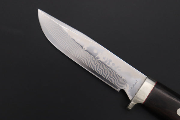 Fumio Inagaki FI-670 ZDP-189 Damascus Drop Point Hunter, 4.3" Hitachi ZDP-189 Premium Powdered Damacus steel Blade (Black Ebonywood Handle) - japaneseknifedirect.mom
