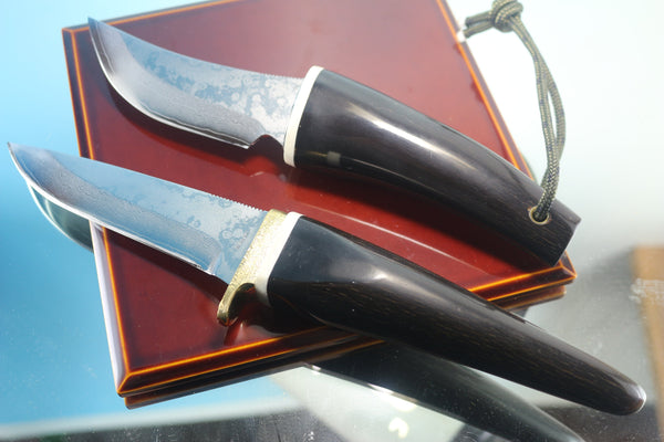 Fumio Inagaki FI-715 Buffalo Hunters, VG-10 Damascus blades, Buffalo Horn Handles - japaneseknifedirect.mom