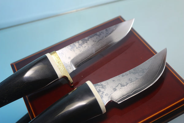 Fumio Inagaki FI-715 Buffalo Hunters, VG-10 Damascus blades, Buffalo Horn Handles - japaneseknifedirect.mom