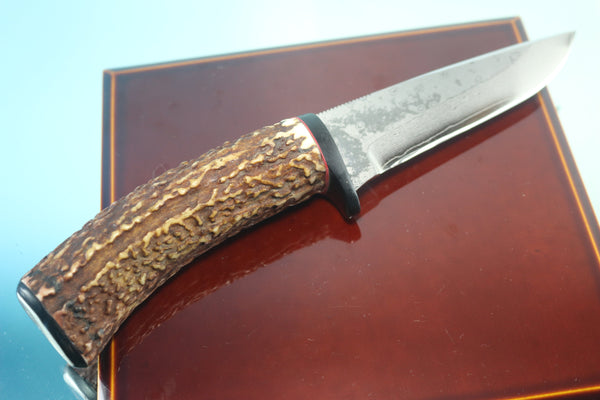 Fumio Inagaki FI-725  Stag Utility Hunter, 4-1/2" VG-10 Damascus blade - japaneseknifedirect.mom