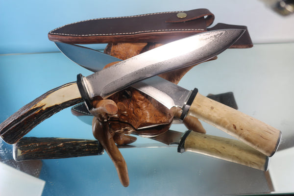 Fumio Inagaki FI-750 Recurved Hamaguri-ba Hunter, 9" VG-10 Damascus Blade - japaneseknifedirect.mom