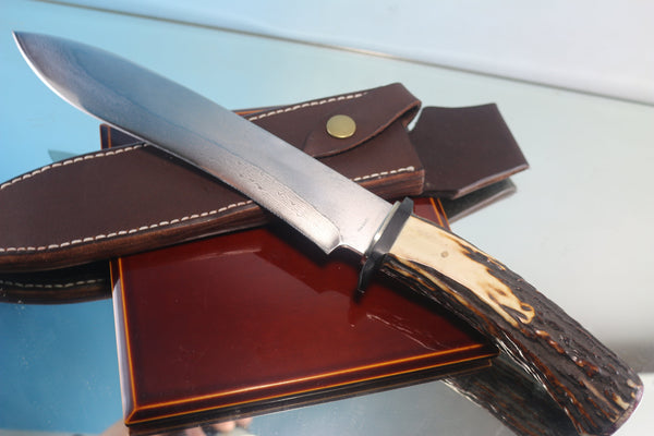 Fumio Inagaki FI-750 Recurved Hamaguri-ba Hunter, 9" VG-10 Damascus Blade - japaneseknifedirect.mom