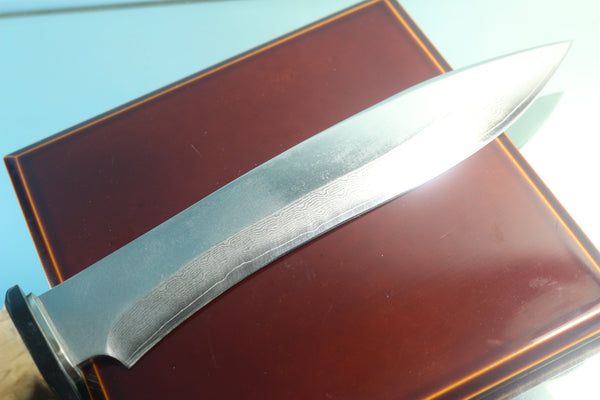 Fumio Inagaki FI-750 Recurved Hamaguri-ba Hunter, 9" VG-10 Damascus Blade - japaneseknifedirect.mom