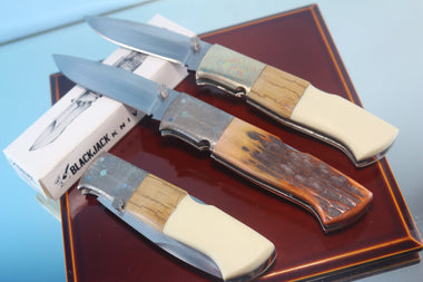 Fumio Inagaki FI-760 Blackjack MAMBA Folder, Custom Replica with Damascus Mokume-Gane Bolster - japaneseknifedirect.mom