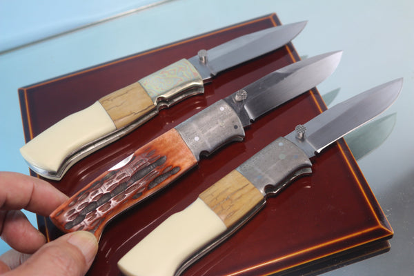 Fumio Inagaki FI-760 Blackjack MAMBA Folder, Custom Replica with Damascus Mokume-Gane Bolster - japaneseknifedirect.mom