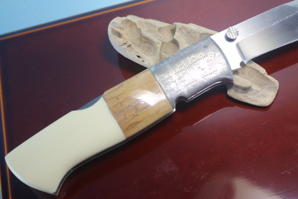 Fumio Inagaki FI-760 Blackjack MAMBA Folder, Custom Replica with Damascus Mokume-Gane Bolster - japaneseknifedirect.mom