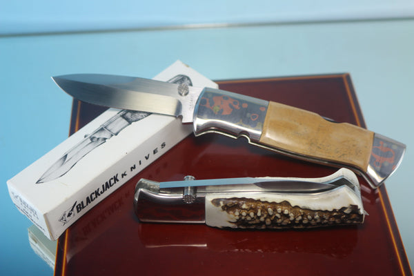 Fumio Inagaki FI-780 Blackjack MAMBA Folder, Custom Replica with Rainbow Damascus Mokume-Gane Bolster - japaneseknifedirect.mom