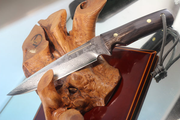 Fumio Inagaki FI-785  VG-10 Damascus Hunter,  VG-10 Damascus Blade - japaneseknifedirect.mom