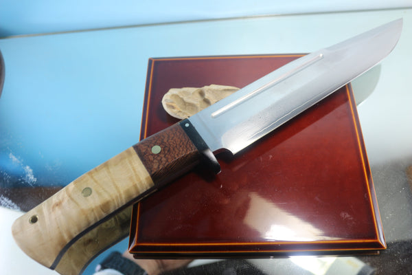 Fumio Inagaki FI-800 Ken-Nata Hunter, 8-1/2" VG-10 Damascus blade - japaneseknifedirect.mom