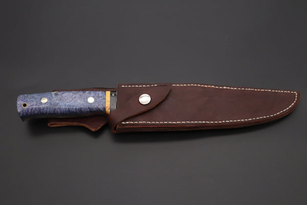 Fumio Inagaki FI-810 Katana Hunter, 9" AUS-8 Spear point blade, Dyed Maple Burl Handle - japaneseknifedirect.mom