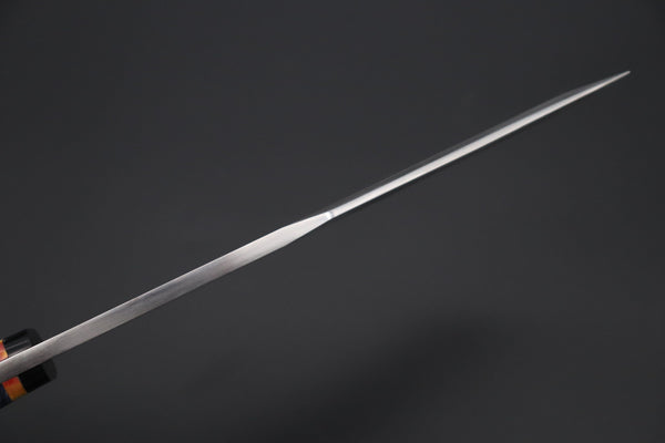 Fumio Inagaki FI-810 Katana Hunter, 9" AUS-8 Spear point blade, Dyed Maple Burl Handle - japaneseknifedirect.mom