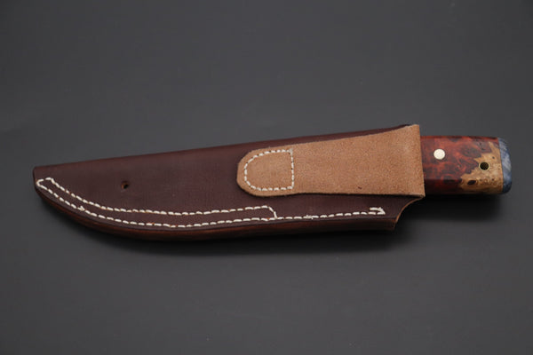 Fumio Inagaki FI-815   5" VG-10 Damascus Drop Point Hunter, Quince Burl wood Handle - japaneseknifedirect.mom