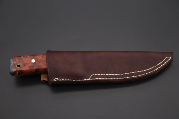 Fumio Inagaki FI-815   5" VG-10 Damascus Drop Point Hunter, Quince Burl wood Handle - japaneseknifedirect.mom