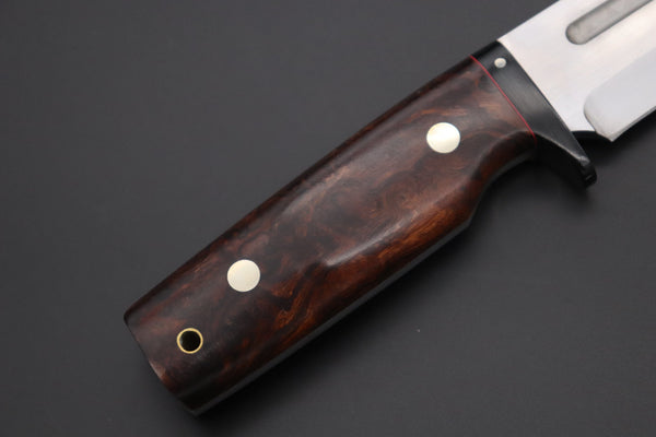 Fumio Inagaki FI-820 Samurai Tanto Hunter, 6-3/4" AUS-8 Blade, Premium Desert Ironwood Handle - japaneseknifedirect.mom