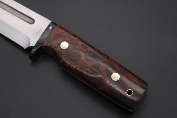 Fumio Inagaki FI-820 Samurai Tanto Hunter, 6-3/4" AUS-8 Blade, Premium Desert Ironwood Handle - japaneseknifedirect.mom