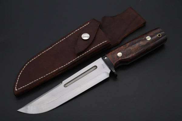Fumio Inagaki FI-820 Samurai Tanto Hunter, 6-3/4" AUS-8 Blade, Premium Desert Ironwood Handle - japaneseknifedirect.mom
