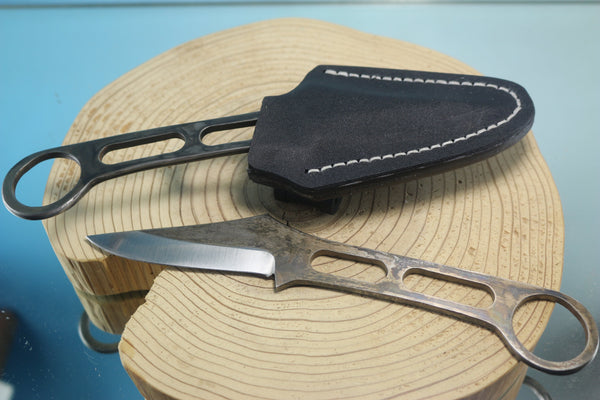 Fumio Inagaki FI-840   Skeleton Tactical Knife, VG-1 Gunblued Lightweight Skeleton - japaneseknifedirect.mom
