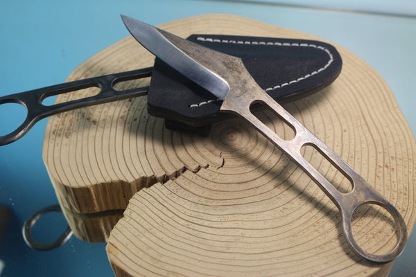Fumio Inagaki FI-840   Skeleton Tactical Knife, VG-1 Gunblued Lightweight Skeleton - japaneseknifedirect.mom