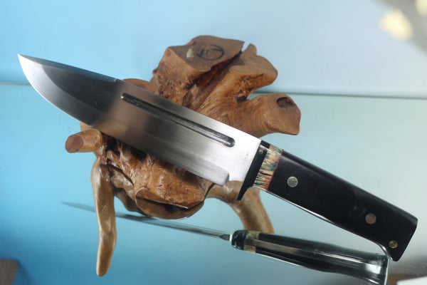 Fumio Inagaki FI-845 Bushman Hunter, 8-3/4" AUS-8 Large Bowie style Blade, African Ebonywood Handle - japaneseknifedirect.mom