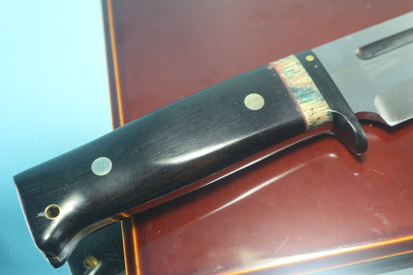 Fumio Inagaki FI-845 Bushman Hunter, 8-3/4" AUS-8 Large Bowie style Blade, African Ebonywood Handle - japaneseknifedirect.mom