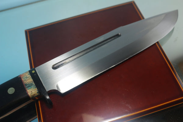 Fumio Inagaki FI-845 Bushman Hunter, 8-3/4" AUS-8 Large Bowie style Blade, African Ebonywood Handle - japaneseknifedirect.mom