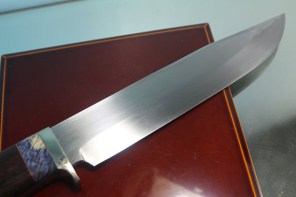 Fumio Inagaki FI-850 Bushman Hunter II, 8-1/2" ChroMo-7 Large Bowie style Blade, Tagayasan wood Handle - japaneseknifedirect.mom