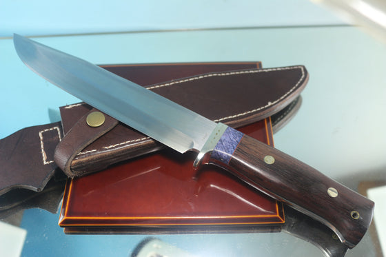 Fumio Inagaki FI-850 Bushman Hunter II, 8-1/2" ChroMo-7 Large Bowie style Blade, Tagayasan wood Handle - japaneseknifedirect.mom