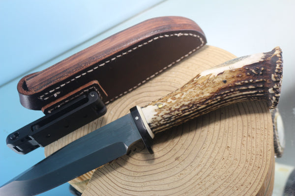 Fumio Inagaki FI-860 CrownStag Spear Point Hunter, 5-7/8" Hitachi Premium ATS-34 Blade - japaneseknifedirect.mom