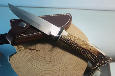 Fumio Inagaki FI-860 CrownStag Spear Point Hunter, 5-7/8" Hitachi Premium ATS-34 Blade - japaneseknifedirect.mom