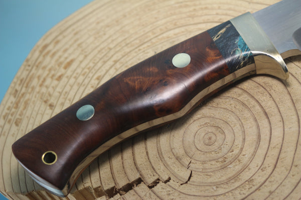 Fumio Inagaki FI-865 Quince Burl Spear Point Hunter, 5-1/4" Hitachi Premium ATS-34 Blade - japaneseknifedirect.mom