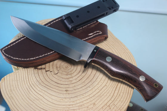 Fumio Inagaki FI-870 Tagayasan Spear Point Hunter, 5-1/2" Hitachi Premium ATS-34 Blade - japaneseknifedirect.mom