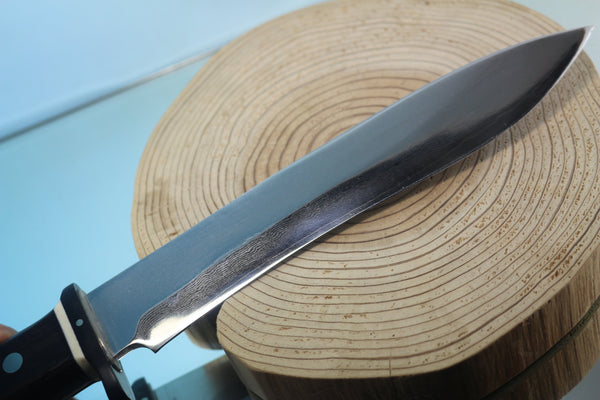 Fumio Inagaki FI-885 Mamba Hunter,   9" VG-10 Damascus Recurved Hamaguri-ba  Blade - japaneseknifedirect.mom