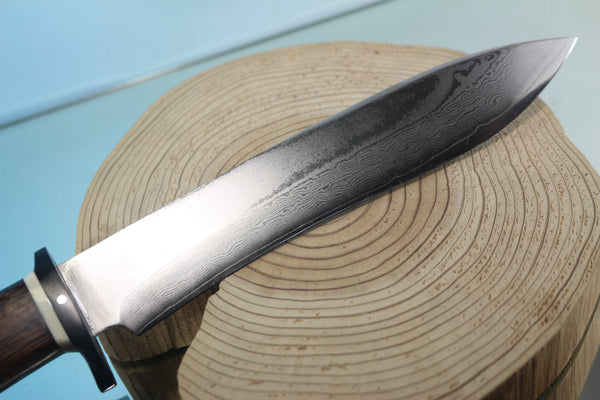 Fumio Inagaki FI-885 Mamba Hunter,   9" VG-10 Damascus Recurved Hamaguri-ba  Blade - japaneseknifedirect.mom