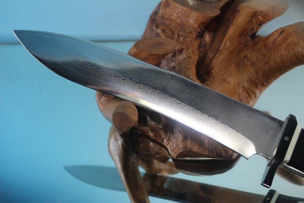 Fumio Inagaki FI-885 Mamba Hunter,   9" VG-10 Damascus Recurved Hamaguri-ba  Blade - japaneseknifedirect.mom