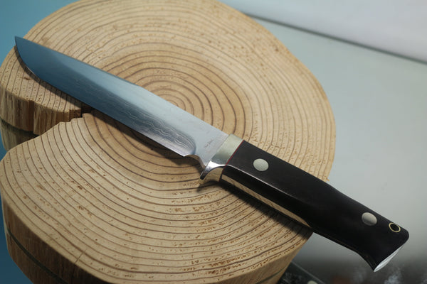 Fumio Inagaki FI-890 Damascus Hunter, 5-1/2" VG-1 Damascus blade - japaneseknifedirect.mom