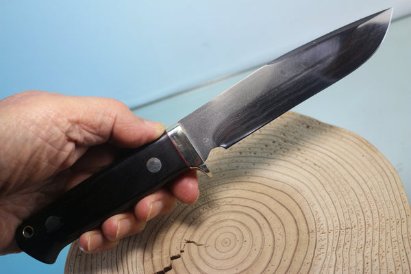 Fumio Inagaki FI-890 Damascus Hunter, 5-1/2" VG-1 Damascus blade - japaneseknifedirect.mom