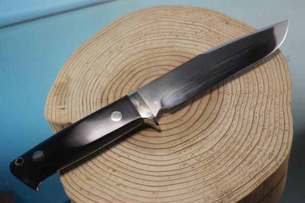 Fumio Inagaki FI-890 Damascus Hunter, 5-1/2" VG-1 Damascus blade - japaneseknifedirect.mom