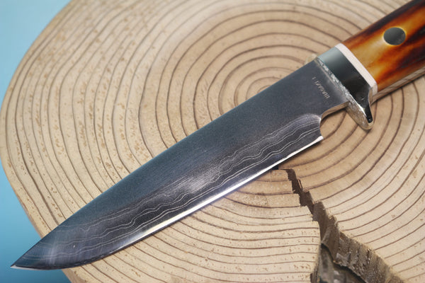Fumio Inagaki FI-900 Damascus Hunter, 5-1/2" VG-1 Damascus blade - japaneseknifedirect.mom