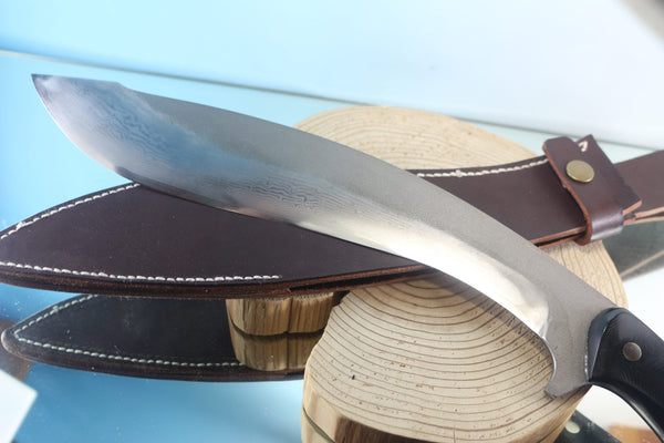 Fumio Inagaki FI-920 Kukri Machete Knife, 13" VG-10 Damascus Blade - japaneseknifedirect.mom
