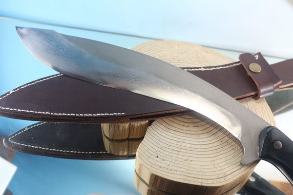 Fumio Inagaki FI-920 Kukri Machete Knife, 13" VG-10 Damascus Blade - japaneseknifedirect.mom