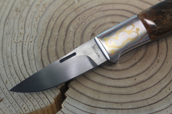 Fumio Inagaki FI-935 RON LAKE  Folders, Custom Replica with Rainbow Damascus Mokume-Gane Bolsters - japaneseknifedirect.mom