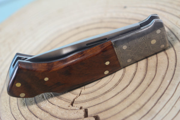 Fumio Inagaki FI-940 RON LAKE  Folders, Custom Replica with Damascus Mokume-Gane Bolster - japaneseknifedirect.mom