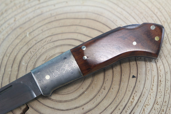 Fumio Inagaki FI-940 RON LAKE  Folders, Custom Replica with Damascus Mokume-Gane Bolster - japaneseknifedirect.mom