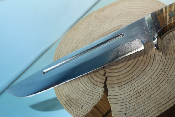 Fumio Inagaki FI-955 9-inch & 10-inch Big Bowie Knife. VG-10 Damascus blade with long Blood Groove - japaneseknifedirect.mom