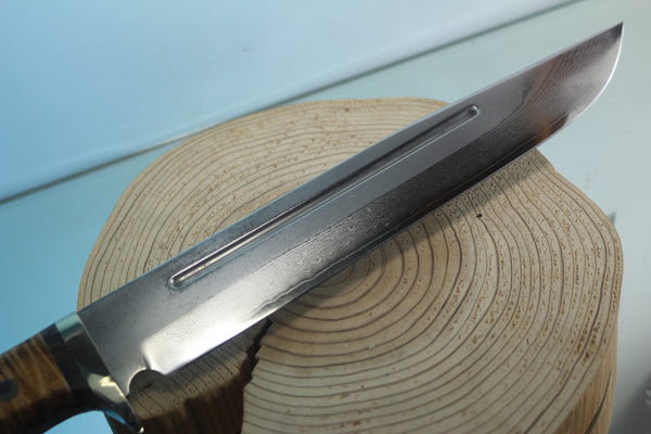 Fumio Inagaki FI-955 9-inch & 10-inch Big Bowie Knife. VG-10 Damascus blade with long Blood Groove - japaneseknifedirect.mom