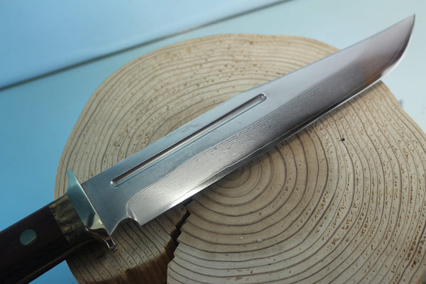 Fumio Inagaki FI-955 9-inch & 10-inch Big Bowie Knife. VG-10 Damascus blade with long Blood Groove - japaneseknifedirect.mom
